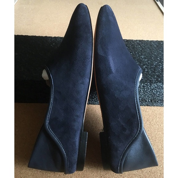 VINCE BRANINE Women's Blue Suede/ Nappa Leather Flat Loafer Slip Ons Size 6 - Picture 4 of 11